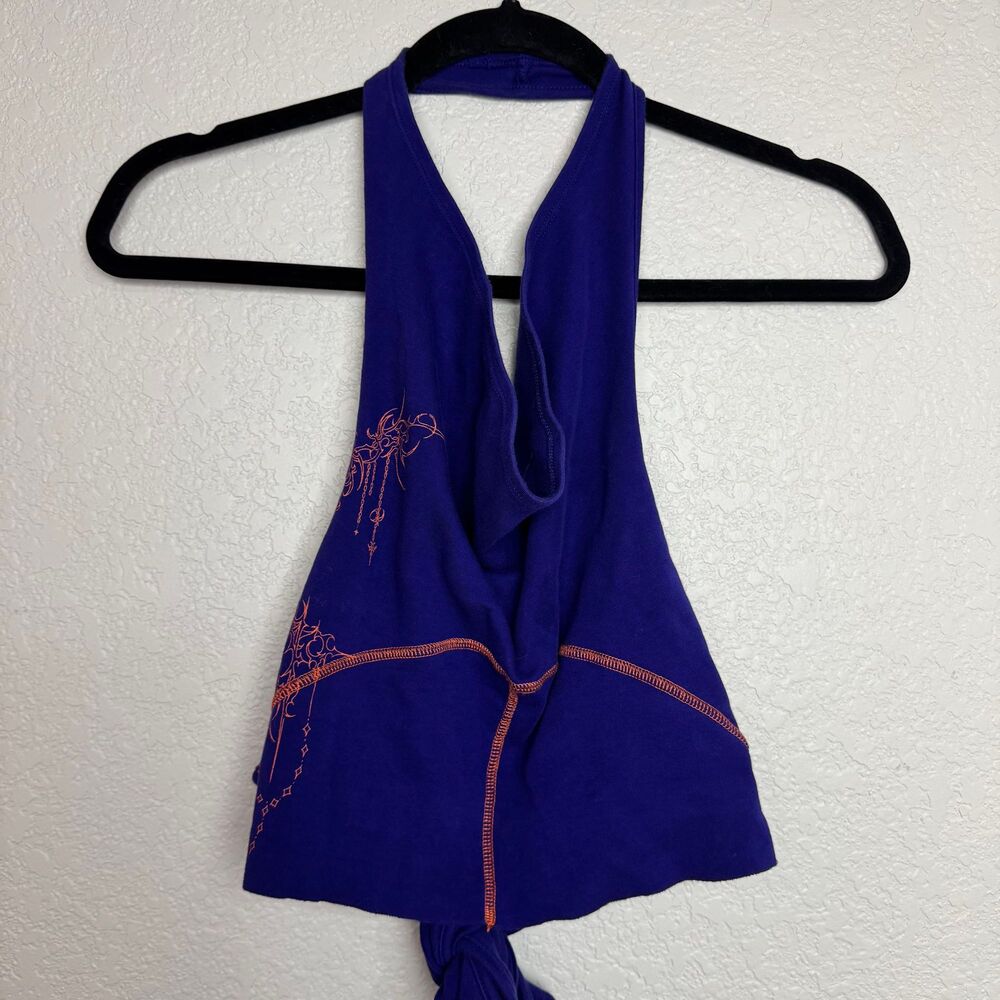 Cyber Y2K / Grunge Graphic Tie-Back Halter Top